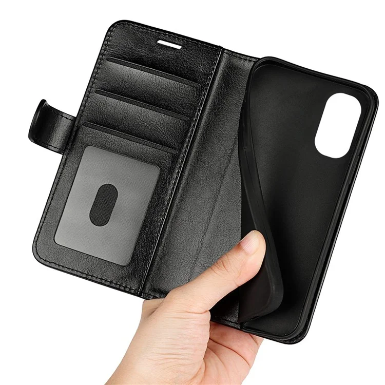 Pour Motorola Moto E32 4G Crazy Horse Texture PU le Cuir en Cuir Magnétique de Fermeture du Portefeuille Portefeuille TPU TPU Flip Flio Folio Livre Téléphone Cover - le Noir