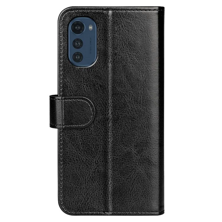 Pour Motorola Moto E32 4G Crazy Horse Texture PU le Cuir en Cuir Magnétique de Fermeture du Portefeuille Portefeuille TPU TPU Flip Flio Folio Livre Téléphone Cover - le Noir