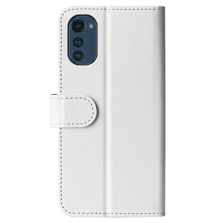 Für Motorola Moto E32 4G Crazy Horse Textur PU Leder Magnetverschluss Hülle Wallet Stand Featur - Weiß