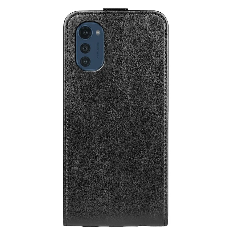 Pour Motorola Moto E32 4G Vertical Flip Folio Téléphone Crazy Horse Texture Pu Leather Magnetic Closure Shell Avec Support De Carte - Le Noir