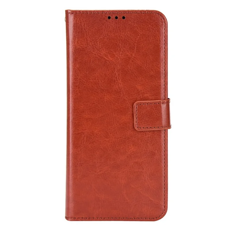 For Motorola Moto E32 4G/Moto E32s 4G Phone Case Crazy Horse Texture PU Leather Scratch-resistant Anti-fall Magnetic Stand Phone Shell with Strap - Brown