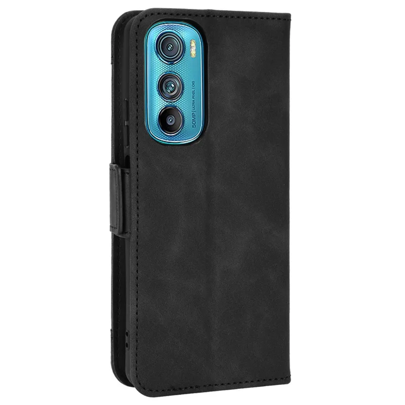 For Motorola Edge 30 Smartphone Bag Case Magnetic Flip Wallet Style Stand Shockproof PU Leather Phone Cover - Black