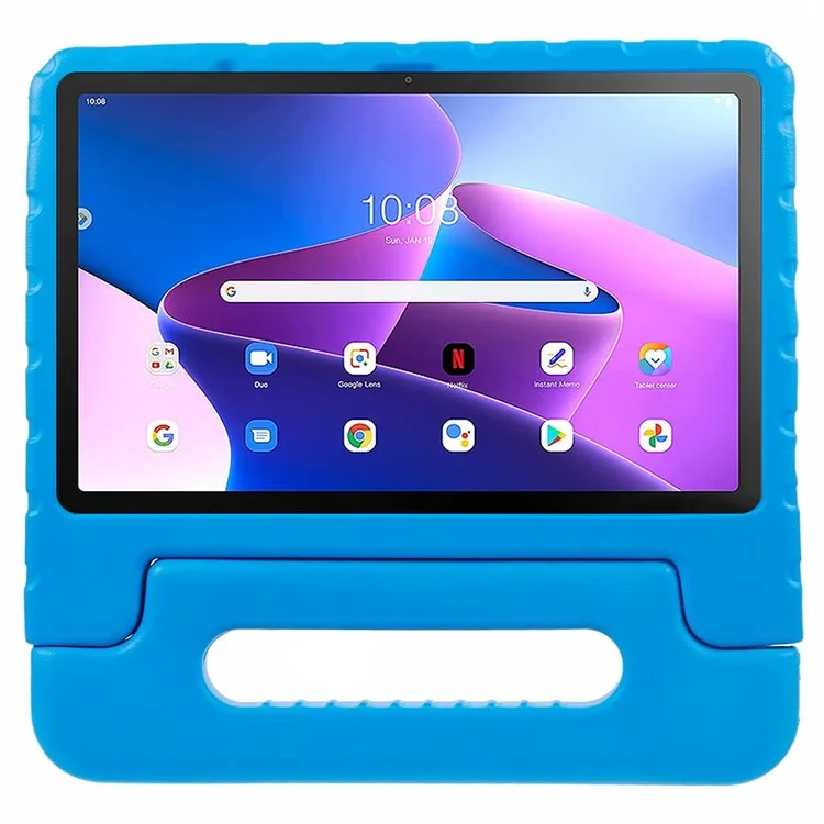 Pour Lenovo Tab M10 Plus (Gen 3) Couvre-tablette EVA à Amortisseur Handle Portable Handle Kickstand Anti-scratch Protective Case - Bleu