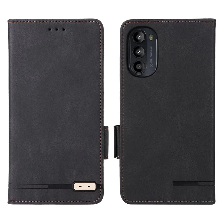 Per Motorola Moto G52 4G Hardware Design Piegabile Custodia Per Telefono PU Coverno Per Paformazione Pulla - Nero