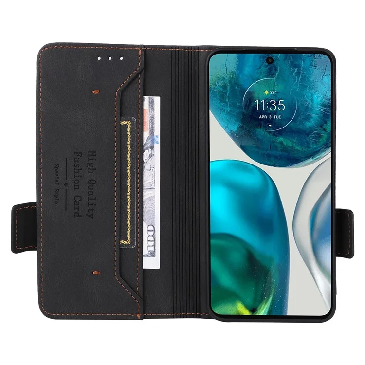 Per Motorola Moto G52 4G Hardware Design Piegabile Custodia Per Telefono PU Coverno Per Paformazione Pulla - Nero