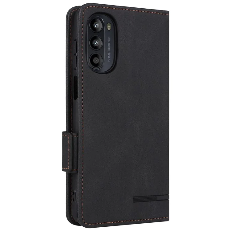 Per Motorola Moto G52 4G Hardware Design Piegabile Custodia Per Telefono PU Coverno Per Paformazione Pulla - Nero
