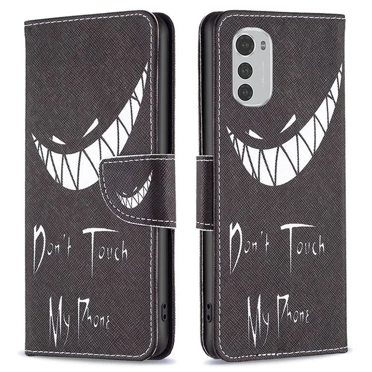 Für Motorola Moto E32 4G BF Muster Druckleder Leder-1 Magnetische Verschluss Phone Hülle Faltbare Ständer PU Leder Brieftasche Flip Cover - Berühre Mein Handy Nicht