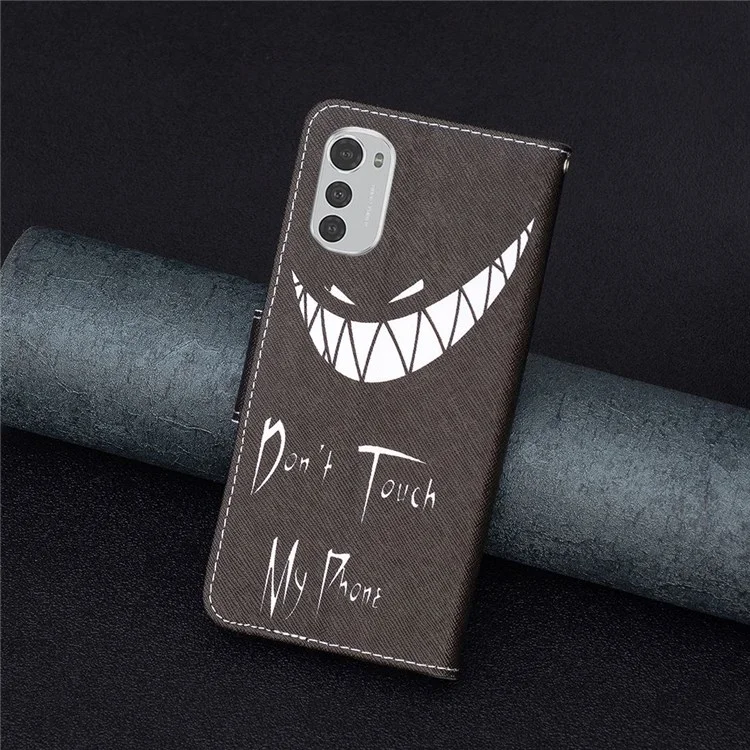 Für Motorola Moto E32 4G BF Muster Druckleder Leder-1 Magnetische Verschluss Phone Hülle Faltbare Ständer PU Leder Brieftasche Flip Cover - Berühre Mein Handy Nicht