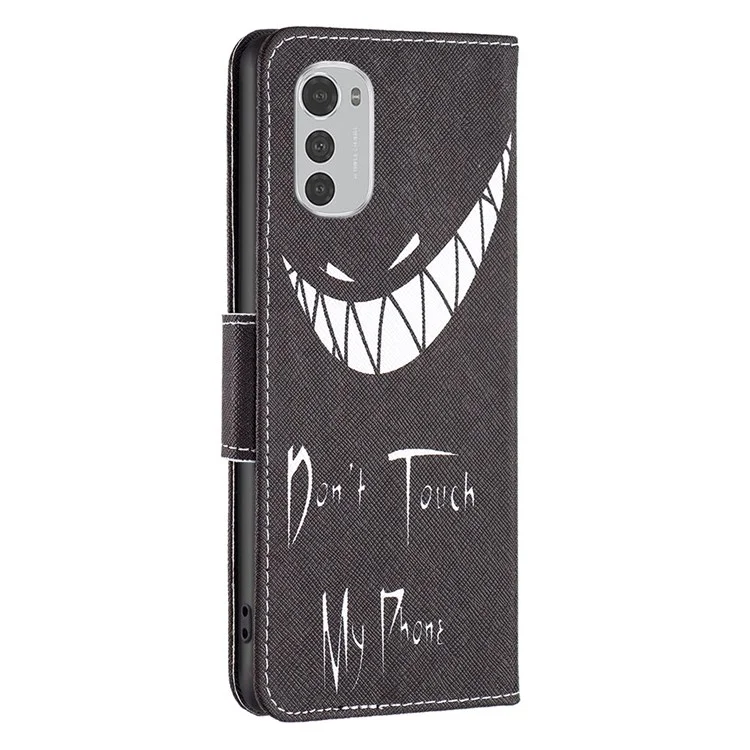 Für Motorola Moto E32 4G BF Muster Druckleder Leder-1 Magnetische Verschluss Phone Hülle Faltbare Ständer PU Leder Brieftasche Flip Cover - Berühre Mein Handy Nicht