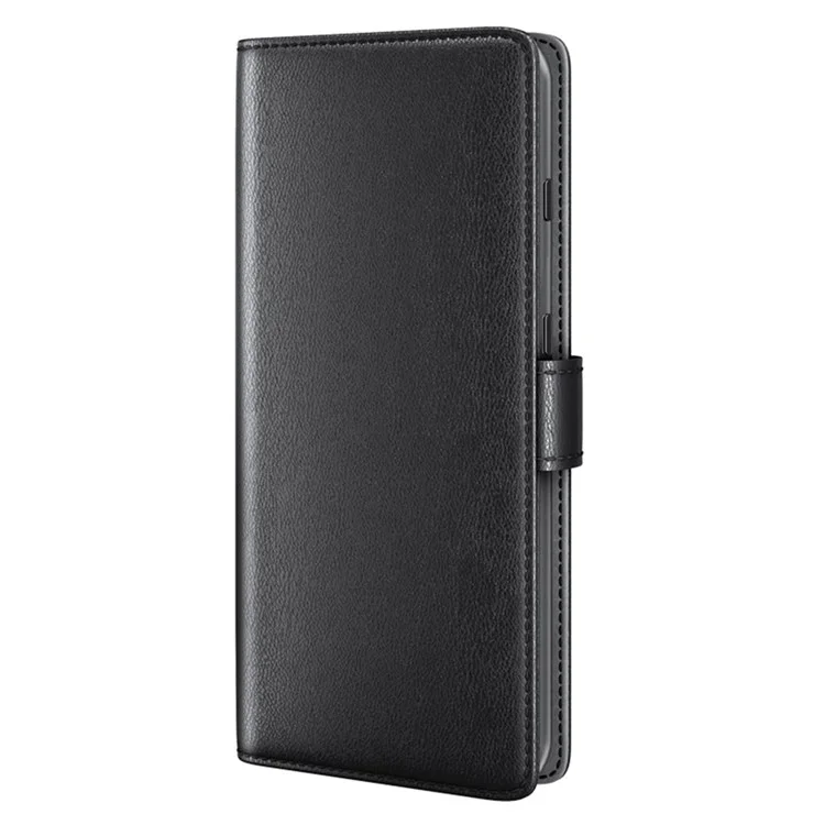Für Motorola Edge X30 Echtes Geteiltes Leder+tpu Dual-layer Protection Case Wallet Ständer Flip Phone Deckung - Schwarz