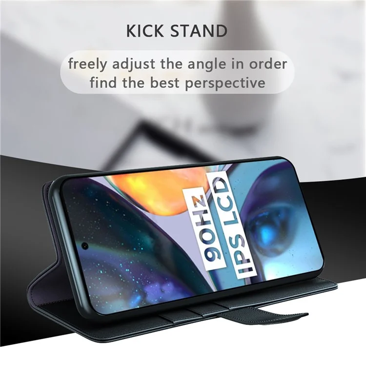 Para Motorola Moto G22 4G Genuine Split Leather+TPU Caso Protector Folio Flip Style Standing Cover Fuberna de Teléfonos Móviles - Negro