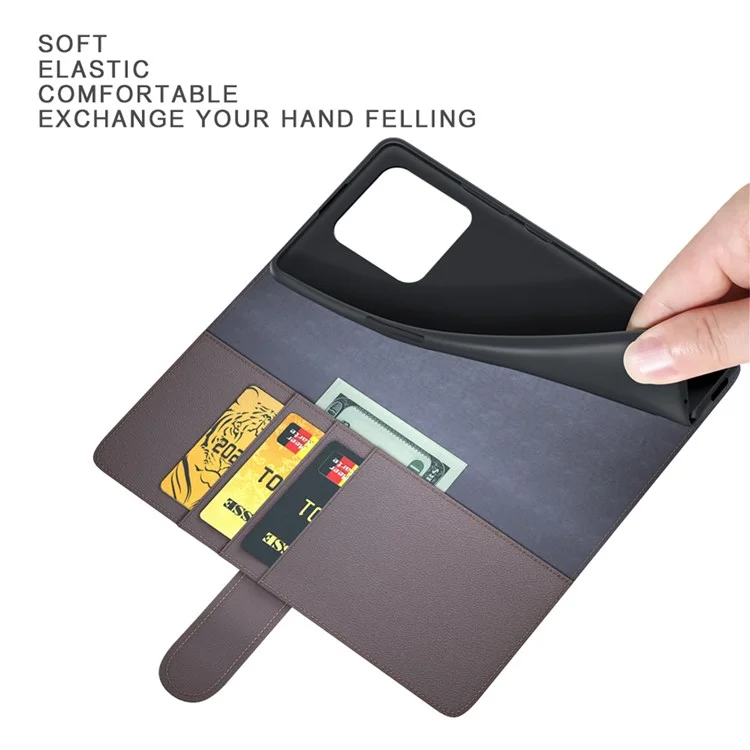 For Xiaomi Redmi 10A Case Genuine Split Leather Phone Cover with Wallet Stand - Black