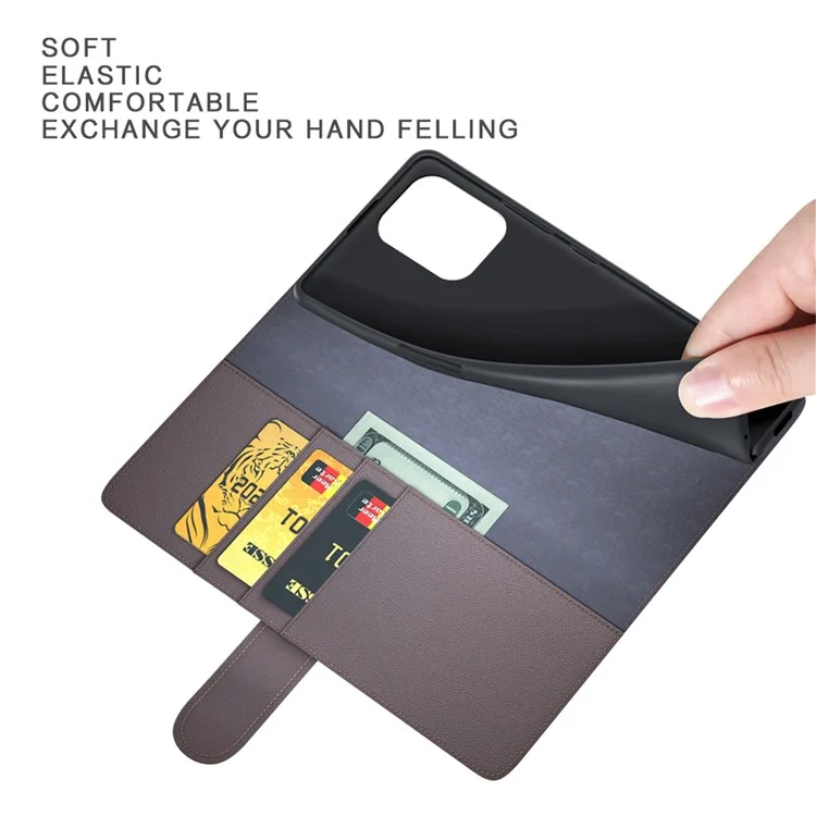 For Samsung Galaxy M53 5G Case Genuine Split Leather Phone Cover with Wallet Stand - Black