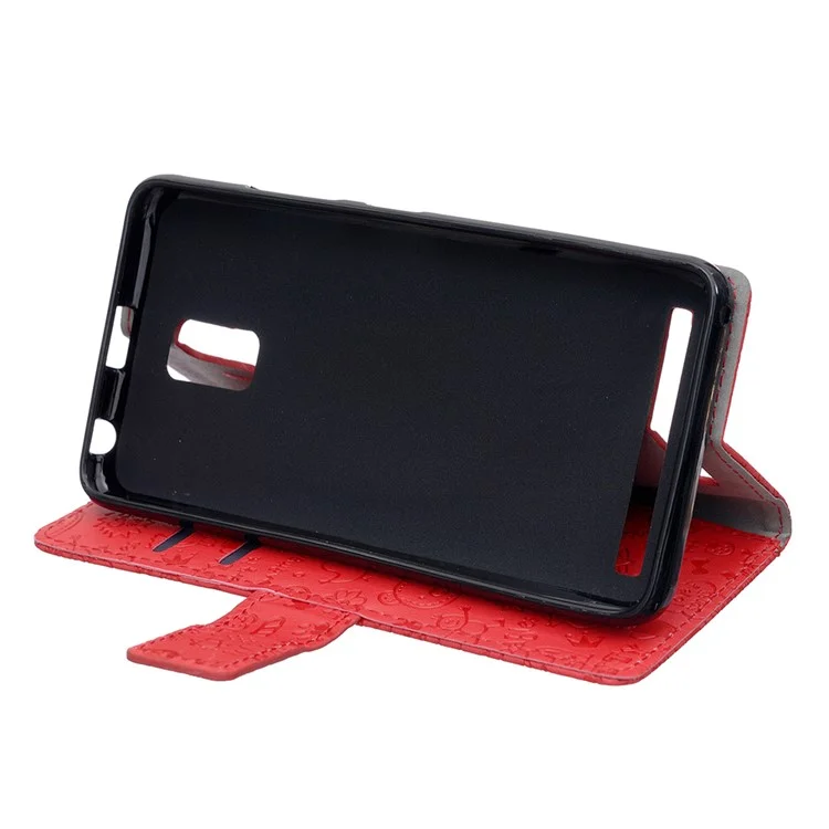 Cartoon Graffiti Leather Wallet Case Cover for Lenovo A6600 - Red