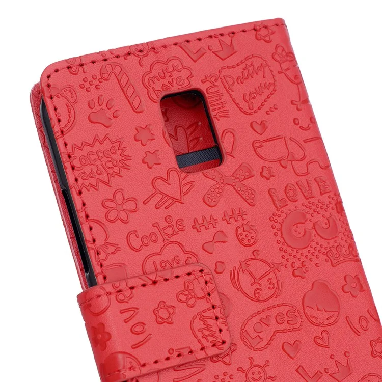 Cartoon Graffiti Leather Wallet Case Cover for Lenovo A6600 - Red