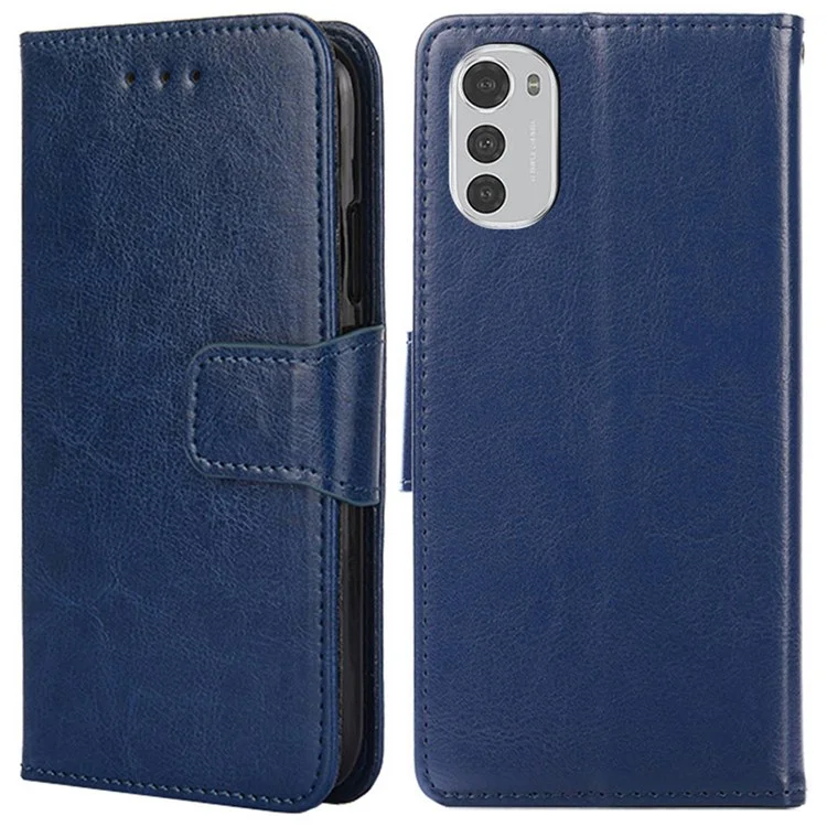 Pour Motorola Moto E32 4G Stand de Support PU Paupeur Pullet Magnétique Étauche de Téléphone - Saphir
