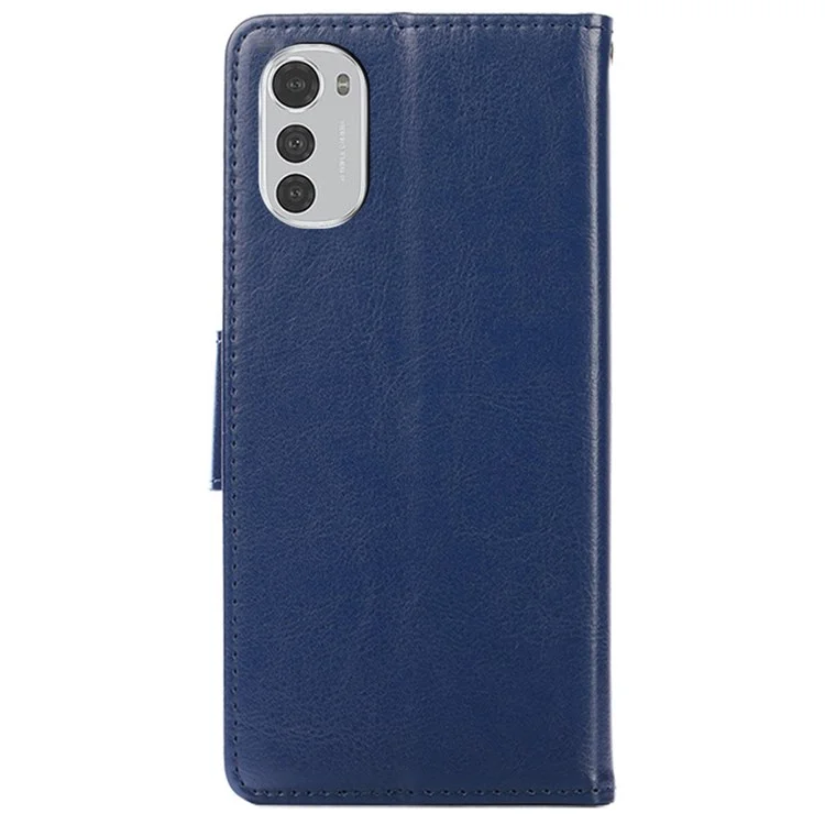 Pour Motorola Moto E32 4G Stand de Support PU Paupeur Pullet Magnétique Étauche de Téléphone - Saphir