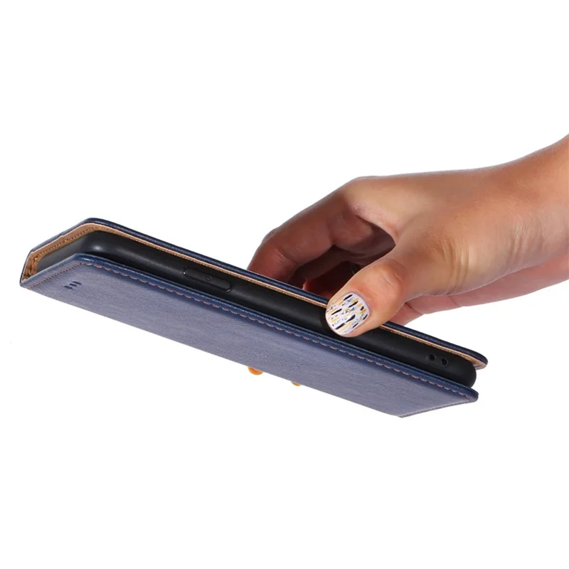 For Motorola Moto G52 4G / G82 5G PU Leather Magnetic Auto Closing Phone Case Wallet Foldable Stand Shockproof Cover - Blue