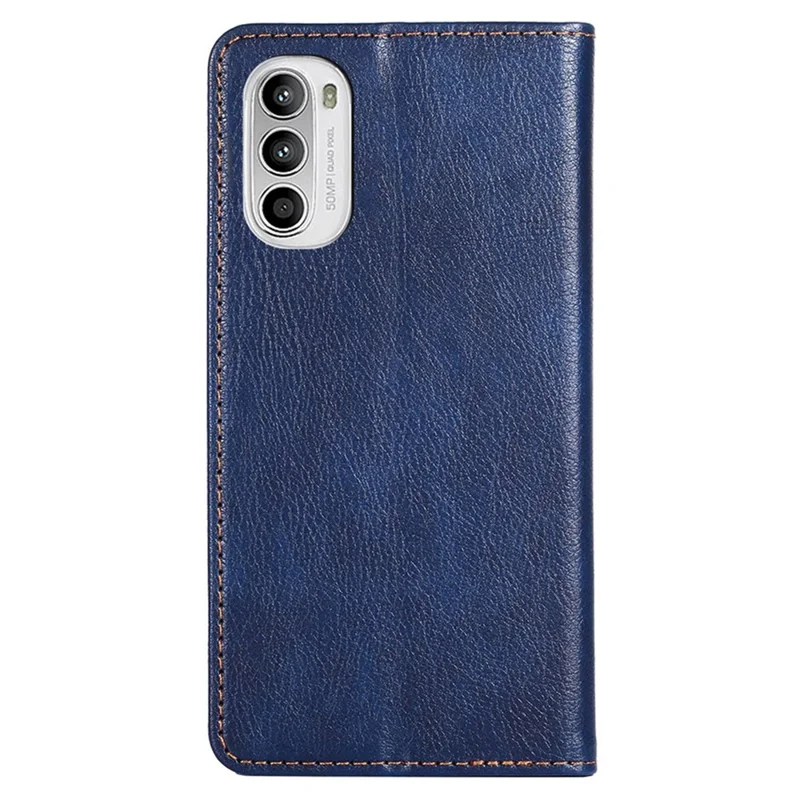 For Motorola Moto G52 4G / G82 5G PU Leather Magnetic Auto Closing Phone Case Wallet Foldable Stand Shockproof Cover - Blue
