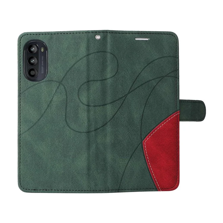 Per Motorola Moto G52 4G Sungitura a Doppio Colore pe Leather Cellulare Custodia Magnetica Guscio Ben Protetto Con Cinturino - Verde