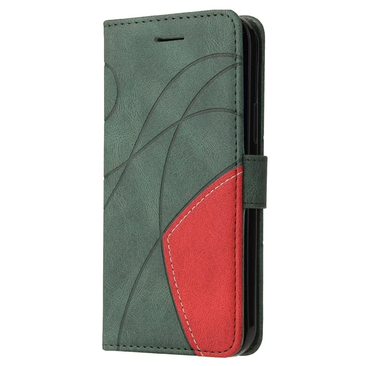 Per Motorola Moto G52 4G Sungitura a Doppio Colore pe Leather Cellulare Custodia Magnetica Guscio Ben Protetto Con Cinturino - Verde