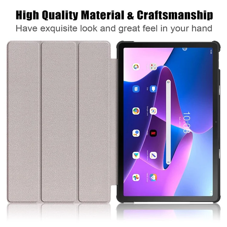 Pour Lenovo Tab M10 Plus (Gen 3) 10,6 Pouces 125ftb-128f Trifold Stand Case Motif Imprimer PU Leather Auto Wake / Sleep Smart Cover - Dream Deer