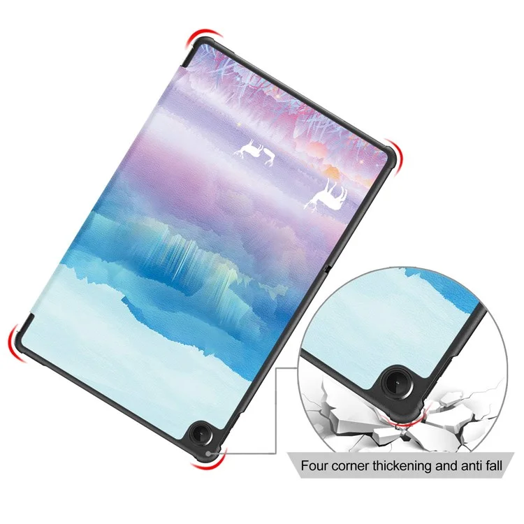 Pour Lenovo Tab M10 Plus (Gen 3) 10,6 Pouces 125ftb-128f Trifold Stand Case Motif Imprimer PU Leather Auto Wake / Sleep Smart Cover - Dream Deer