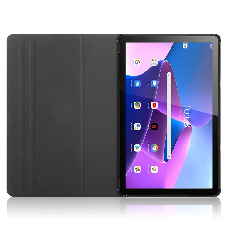 Per Lenovo Tab M10 (Gen 3) 10.1 328F Custodia Solid Color Case Superficie Goffrata Antiurto Assorbimento Magnetico Custodia Tablet con Supporto Rotante a 360 Gradi - Nero