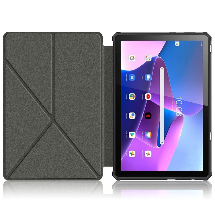 Para Lenovo Tab M10 (Gen 3) 10.1 Pulgadas 328F De Origami Soportes Case De Tableta PU Cubierta Anti-Scratch De Cuero Con Auto Wake/Sleep - Gris