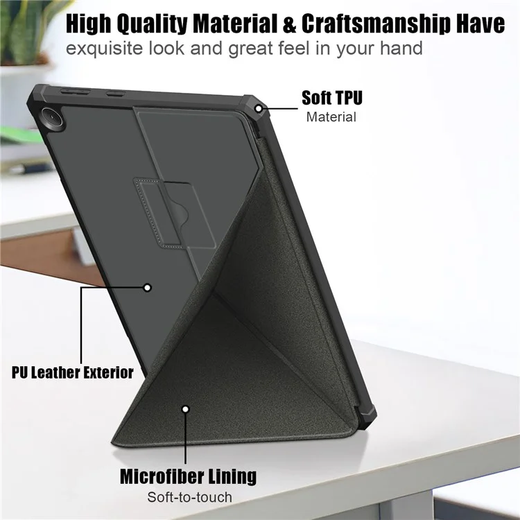 Para Lenovo Tab M10 (Gen 3) 10.1 Pulgadas 328F De Origami Soportes Case De Tableta PU Cubierta Anti-Scratch De Cuero Con Auto Wake/Sleep - Gris