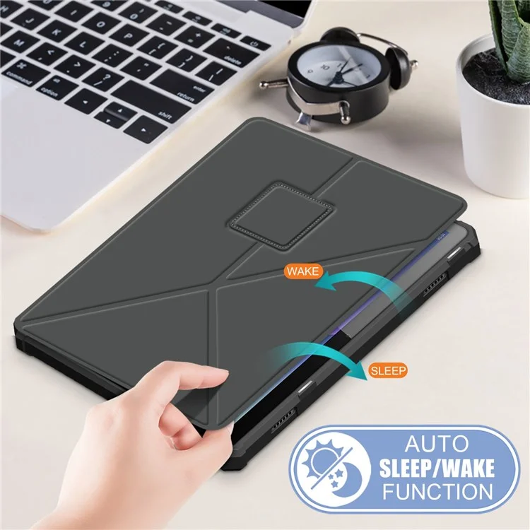 Para Lenovo Tab M10 (Gen 3) 10.1 Pulgadas 328F De Origami Soportes Case De Tableta PU Cubierta Anti-Scratch De Cuero Con Auto Wake/Sleep - Gris