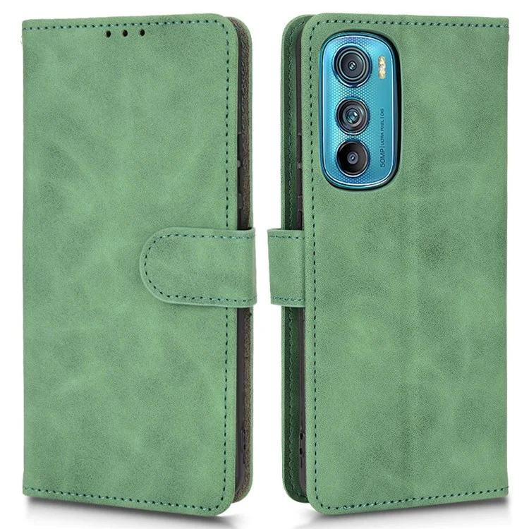 Für Motorola Edge 30 PU Leder Magnetverschluss Handtasche Schockdes TPU Ständer Flip Wallet Decke Mit Handgelenkriemen - Grün