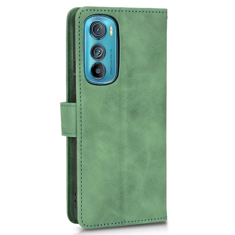 Für Motorola Edge 30 PU Leder Magnetverschluss Handtasche Schockdes TPU Ständer Flip Wallet Decke Mit Handgelenkriemen - Grün