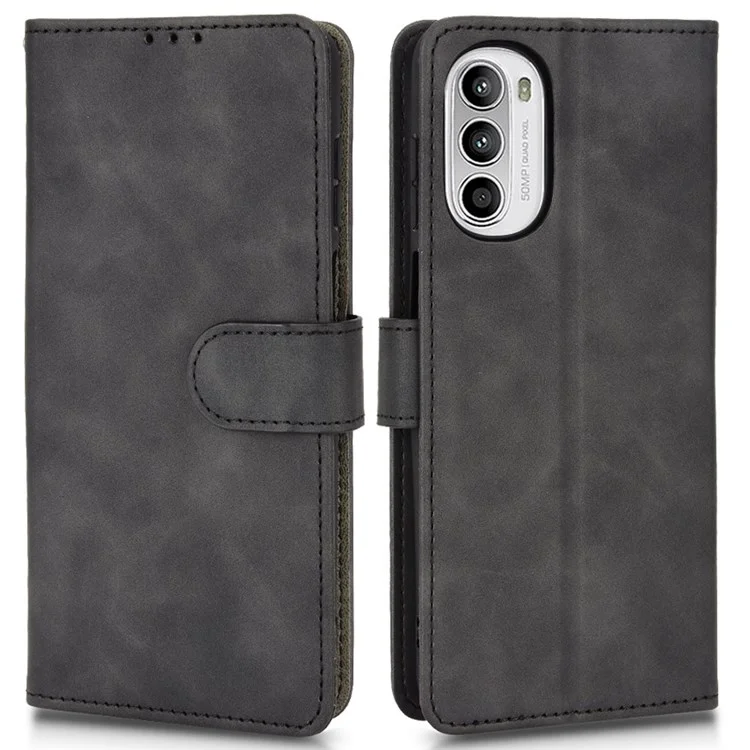 Для Motorola Moto G52 4G Skin-touch Comense pu + TPU Кожаный Телефон. - Черный