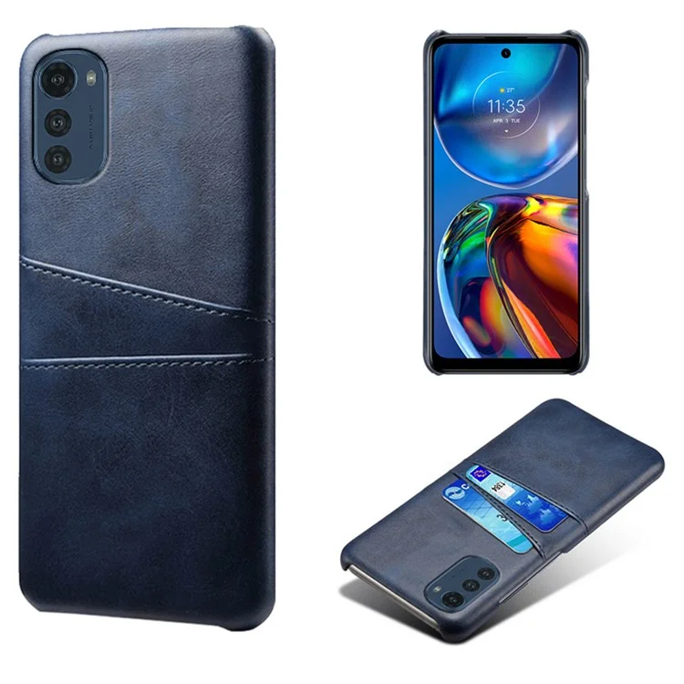 Para Motorola Moto E32 Ranuras De Tarjeta Multipropósito Protector PU Cubierta De Tapa De PC Recubierta De Cuero PU - Azul