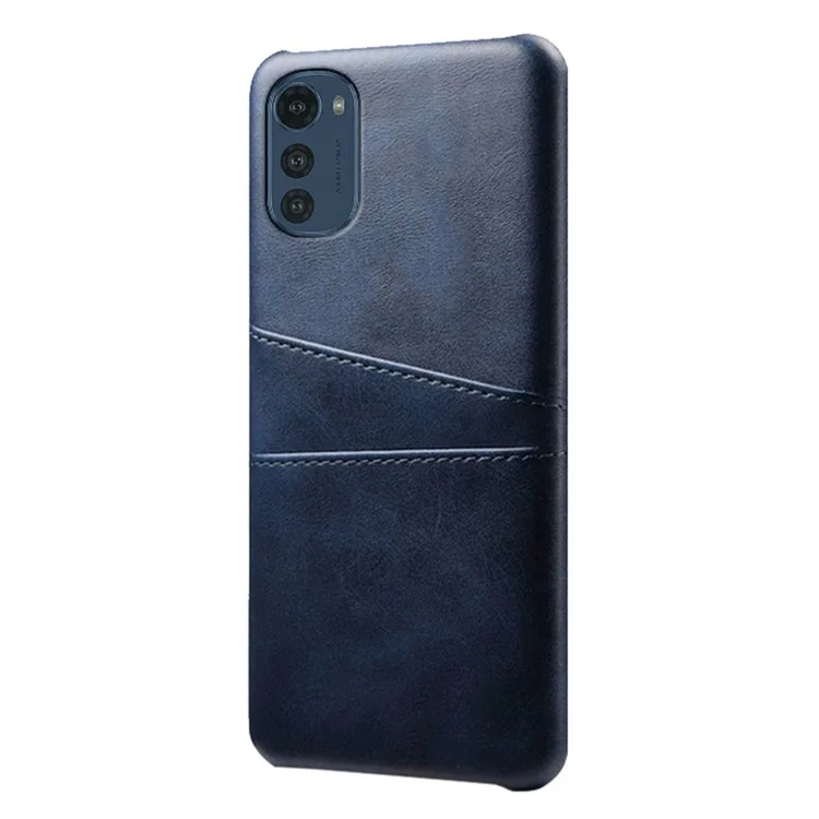 Para Motorola Moto E32 Ranuras De Tarjeta Multipropósito Protector PU Cubierta De Tapa De PC Recubierta De Cuero PU - Azul