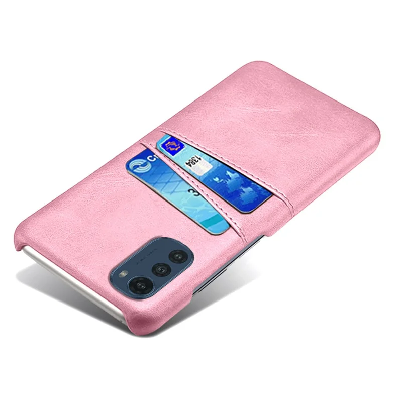 For Motorola Moto E32 Multiplum Kortpladser Telefonbeskytter PU Læderbelagt Hård PC Dæksel - Rosenød