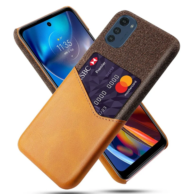 Pour Motorola Moto E32 4G Tizy Texture Carte Slot Slot Résistant à un Cuir PU en Cuir en Cuir Mobile Hard PC Téléphone Mobile - Orange