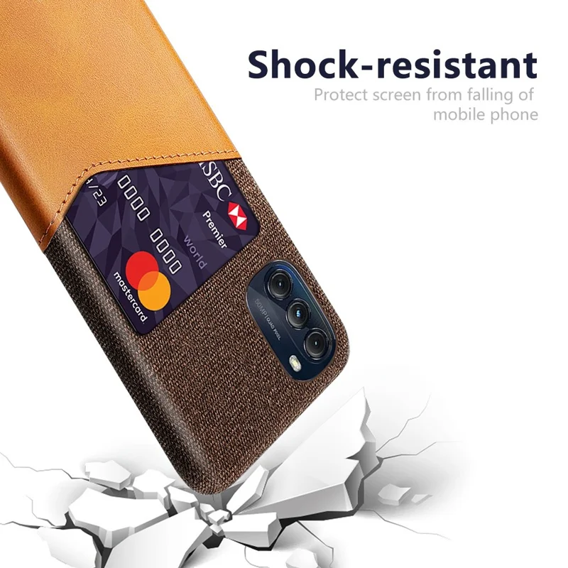 Pour Motorola Moto E32 4G Tizy Texture Carte Slot Slot Résistant à un Cuir PU en Cuir en Cuir Mobile Hard PC Téléphone Mobile - Orange