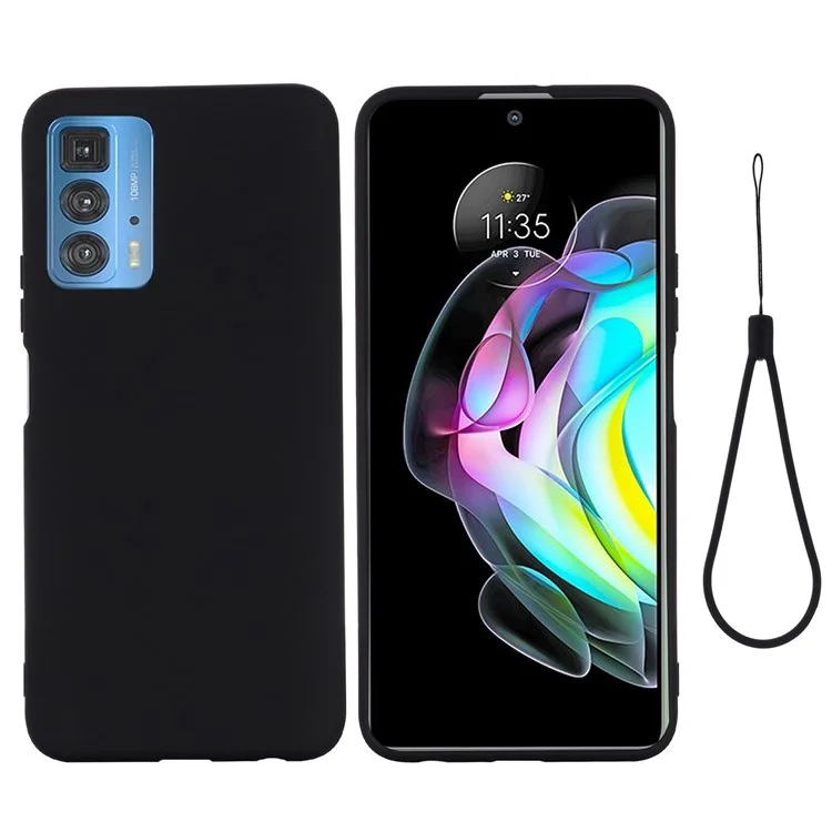 For Motorola Edge 20 Pro Liquid Silicone Thickening Design Phone Case Soft Microfiber Lining Cushion Anti-Scratch Protective Cover - Black