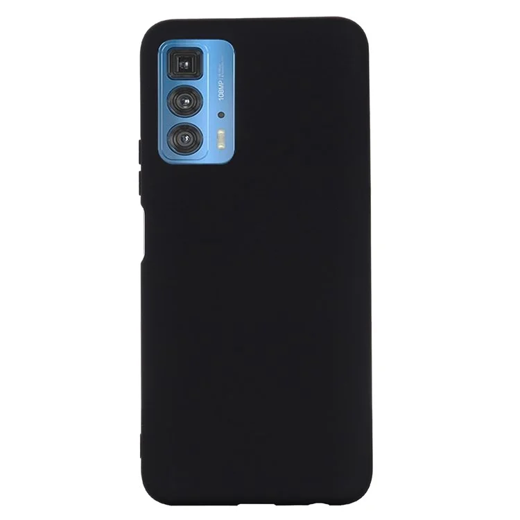 For Motorola Edge 20 Pro Liquid Silicone Thickening Design Phone Case Soft Microfiber Lining Cushion Anti-Scratch Protective Cover - Black