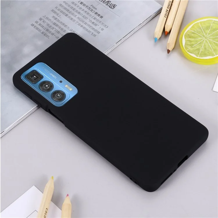 For Motorola Edge 20 Pro Liquid Silicone Thickening Design Phone Case Soft Microfiber Lining Cushion Anti-Scratch Protective Cover - Black