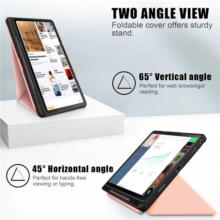 Per Lenovo Tab M10 Plus (3a Gen.) / Xiaoxin Pad 2022 da 10,6 pollici 125F / 128F Origami Stand PU Leather + TPU Tablet Case Shockproof Cover con Auto Wake / Sleep - Rose Gold