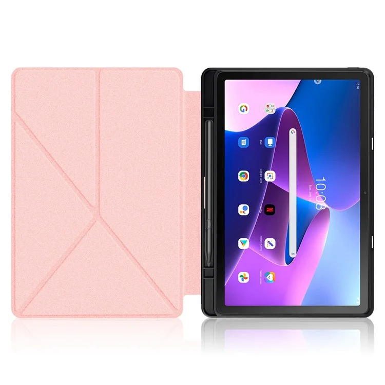 Per Lenovo Tab M10 Plus (3a Gen.) / Xiaoxin Pad 2022 da 10,6 pollici 125F / 128F Origami Stand PU Leather + TPU Tablet Case Shockproof Cover con Auto Wake / Sleep - Rose Gold