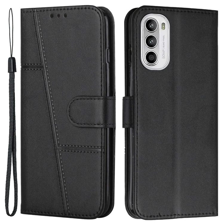 Per Motorola Moto G52 4G Anti-scratch PU Pethe Pella Frip Caso Surming Coperchio Coperchi - Nero