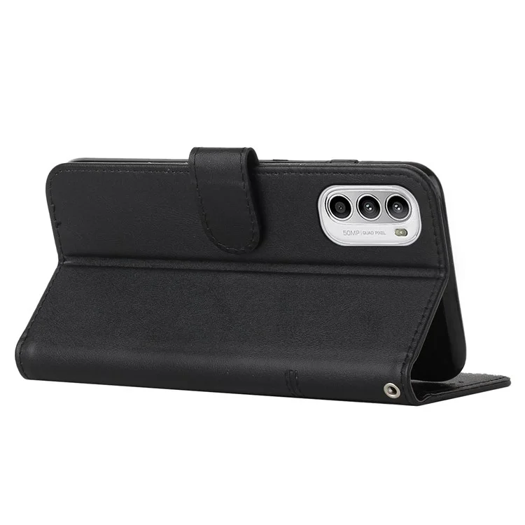 Per Motorola Moto G52 4G Anti-scratch PU Pethe Pella Frip Caso Surming Coperchio Coperchi - Nero
