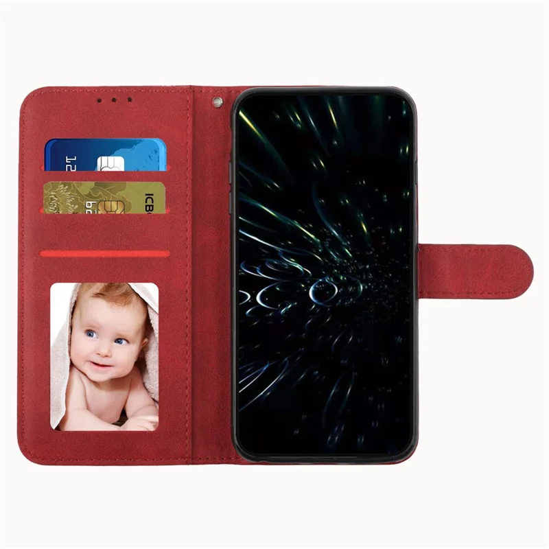 Para Motorola Moto G (2022) Case de Cobertura Completa Case PU Cuero TPU Interior Folio Magnético Plegable Cubierta de Costura Con Correa - Rojo