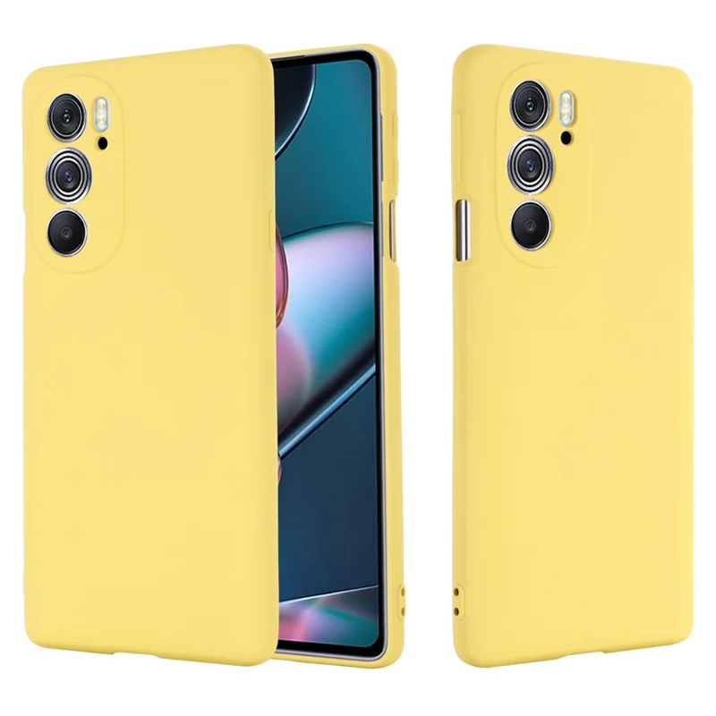 For Motorola Edge 30 Pro (Motorola Edge+ (2022)) Anti-fall Liquid Silicone Phone Case Soft Microfiber Lining Cushion Anti-Scratch Protective Cover - Yellow