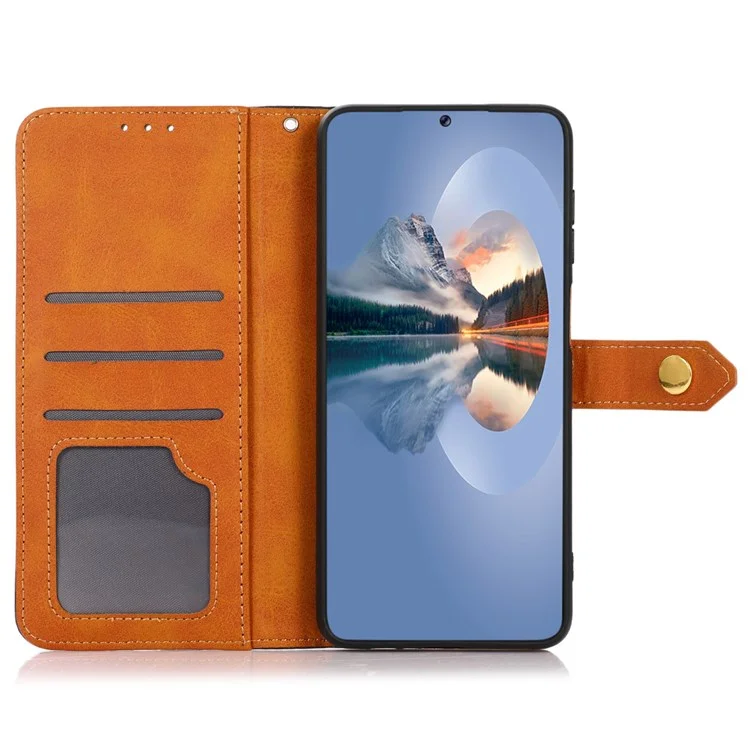 Khazneh Para Motorola Moto G42 4G PU Cause Capela de Capela de Capela Ver Stand Stand Golden Magnética Protece Tape de Flip - Preto