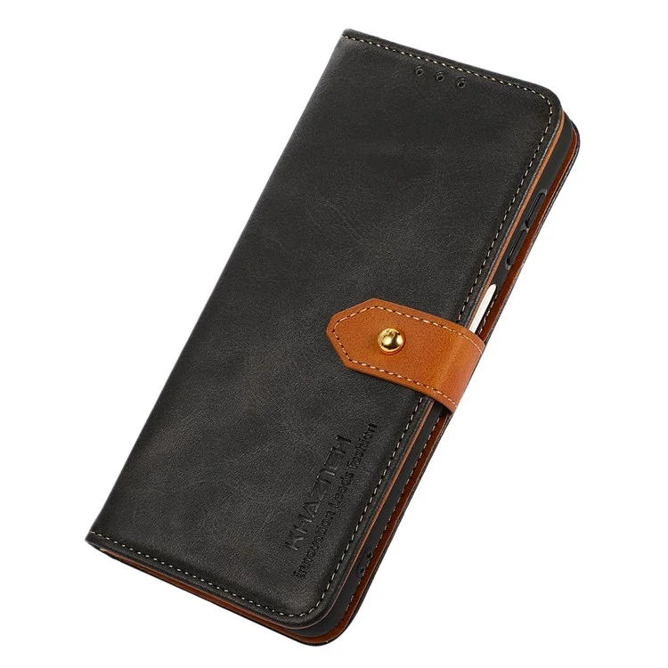 Khazneh Para Motorola Moto G42 4G PU Cause Capela de Capela de Capela Ver Stand Stand Golden Magnética Protece Tape de Flip - Preto